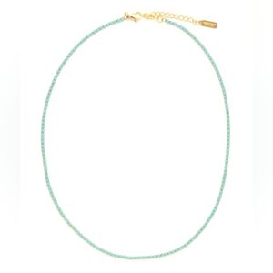 Tennis Necklace Gold and Turquoise Tarnish And Watersafe